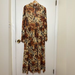 ASOS Animal Print Mesh Maxi Dress